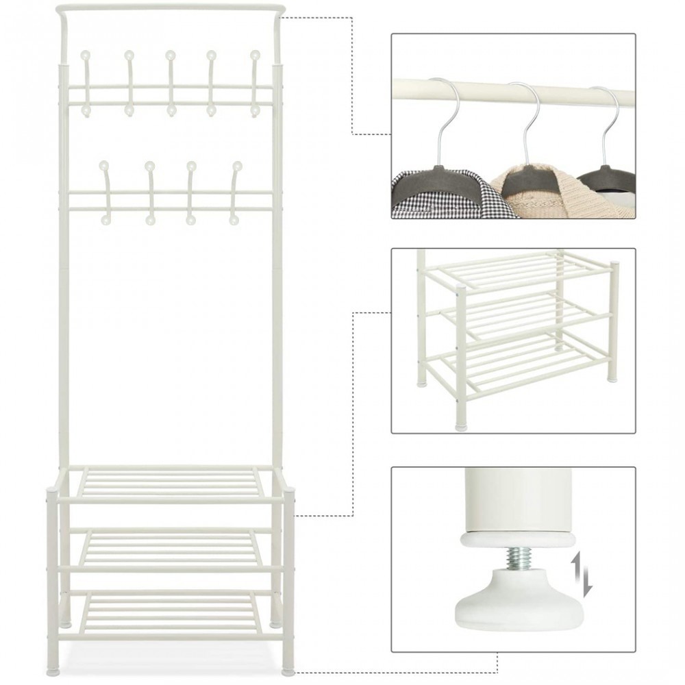 Stand avec porte-vêtements blanc pour le...