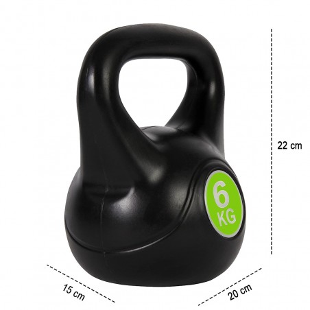 Kettlebell fitness 6kg en pvc 186953 avec sable et poignée anti-rayures