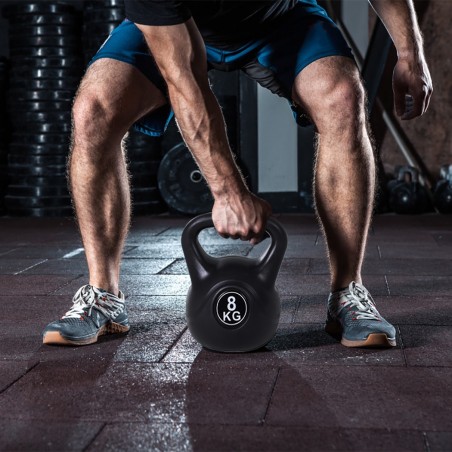 Kettlebell fitness 8kg en pvc 186960 avec sable et poignée anti-rayures