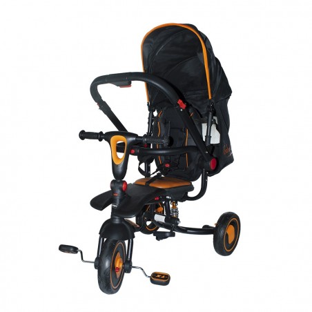 Tricycle modulaire réversible BabyGo siège en cuir lumières sons face à maman