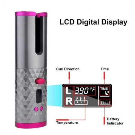 Fer à friser automatique sans fil 945126 Boucles Ondulations USB Rechargeable