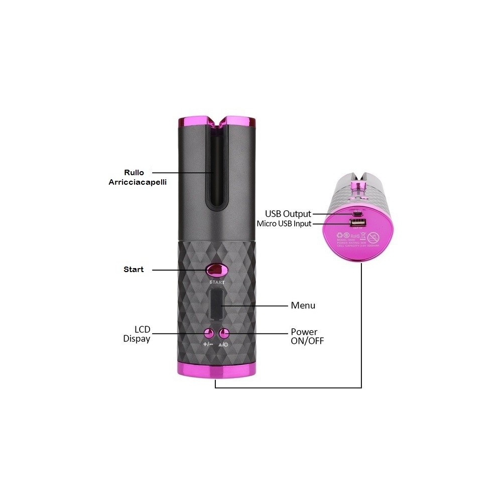 Fer à friser automatique sans fil 945126 Boucles Ondulations USB Rechargeable Fer à friser automatique sans fil 945126 Boucles Ondulations USB Rechargeable