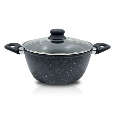 Batterie 14 pcs DGBAVARIA 255019 casseroles poêles en pierre avec louches NOIR