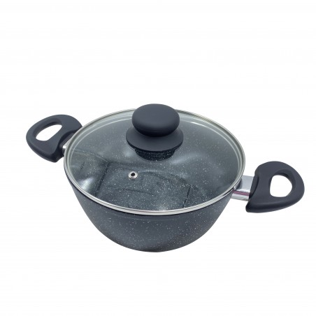 Batterie 14 pcs DGBAVARIA 255019 casseroles poêles en pierre avec louches NOIR