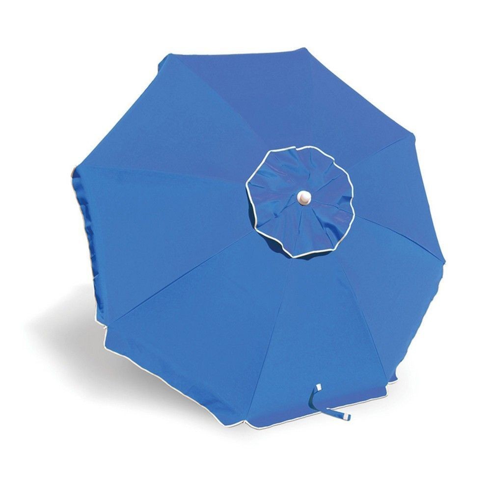 Parasol de plage rond Cayman DIM001 115 x 160 cm avec tige et coupe-vent BLUE