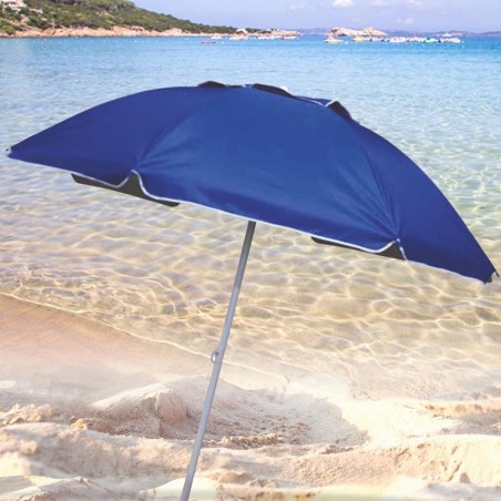 Parasol de plage rond Cayman DIM001 115 x 160 cm avec tige et coupe-vent BLUE