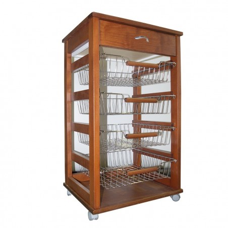 380038 Chariot en bois de hêtre Vesuvio avec porte-fruits pour gagner de place