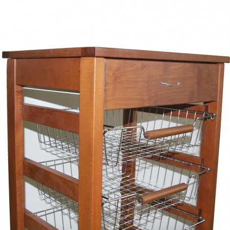 380038 Chariot en bois de hêtre Vesuvio avec porte-fruits pour gagner de place