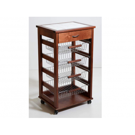 380038 Chariot en bois de hêtre Vesuvio avec porte-fruits pour gagner de place