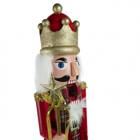 392003 Soldat casse-noisette 80 cm en bois avec sceptre et paillettes