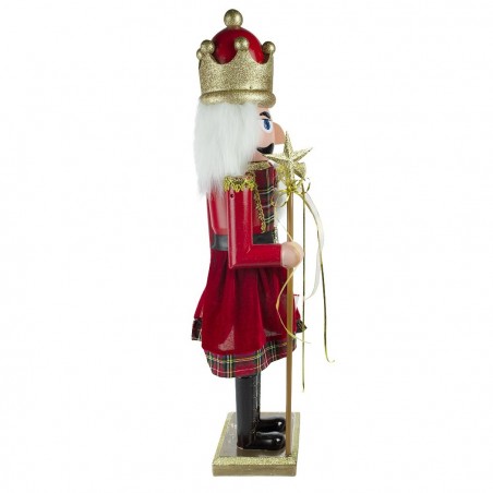 392003 Soldat casse-noisette 80 cm en bois avec sceptre et paillettes