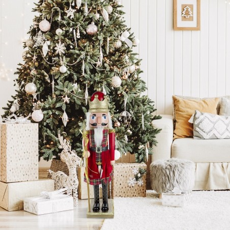 392003 Soldat casse-noisette 80 cm en bois avec sceptre et paillettes