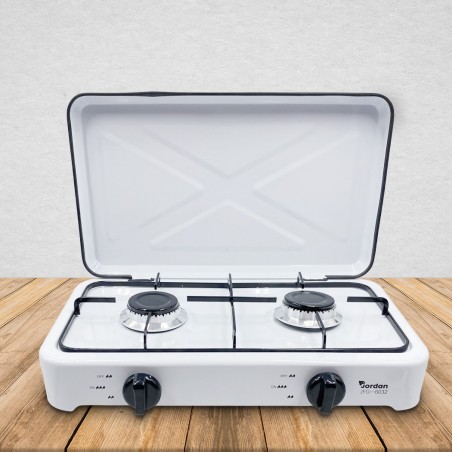 JFG6032 Table cuisson 2 feux gaz avec doublure en acier pour maison pique-nique