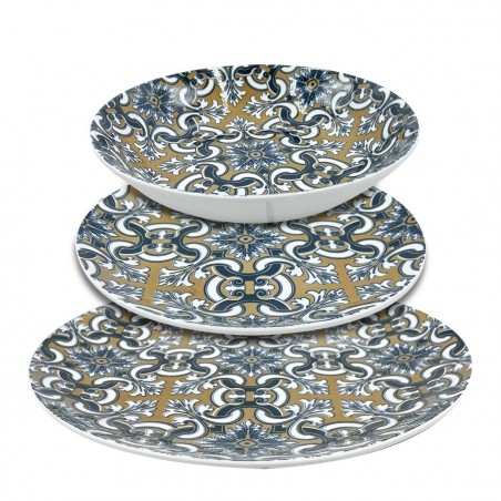 408011 Vaisselle 18 pcs FELICIA assiette plate, creuse en porcelaine
