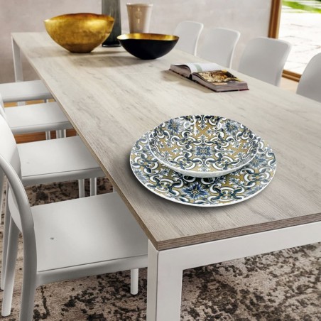 408011 Vaisselle 18 pcs FELICIA assiette plate, creuse en porcelaine