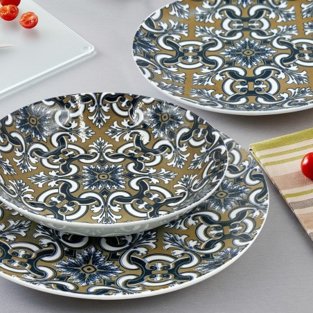 408011 Vaisselle 18 pcs FELICIA assiette plate, creuse en porcelaine