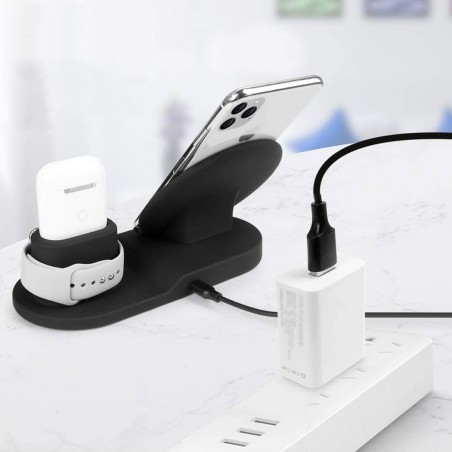 Art.000305 Socle de recharge sans fil 3 en 1 pour smartphone dock wifi 2A NOIR