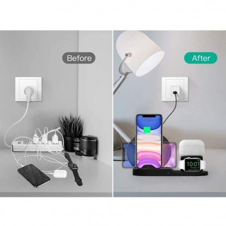 Art.000305 Socle de recharge sans fil 3 en 1 pour smartphone dock wifi 2A NOIR