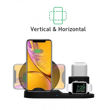 Art.000305 Socle de recharge sans fil 3 en 1 pour smartphone dock wifi 2A NOIR