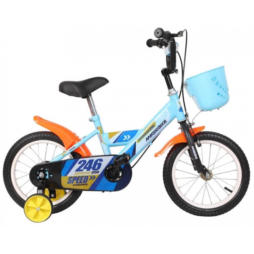 B063 Vélo magique pour enfants taille 12 avec panier et roues 3-5 ans