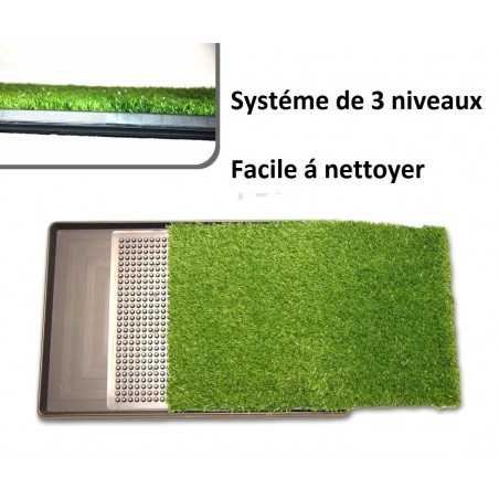 Litière 68 x 43 x 5 cm herbe synthétique pour animaux -toilettes - POT PATCH 3 couches