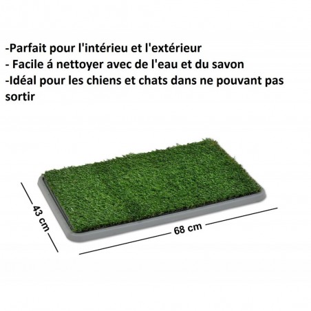 Litière 68 x 43 x 5 cm herbe synthétique pour animaux -toilettes - POT PATCH 3 couches