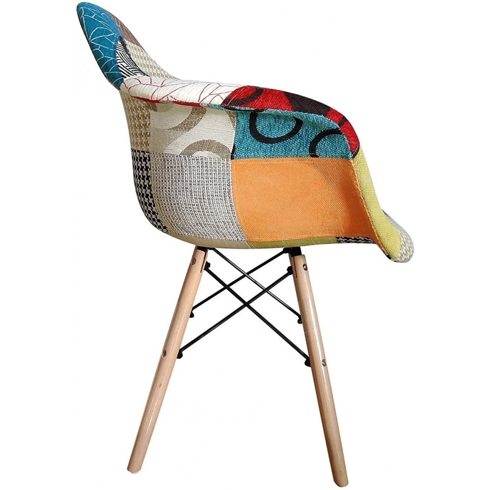 Fauteuil EIFFEL en tissu patchwork avec assise...
