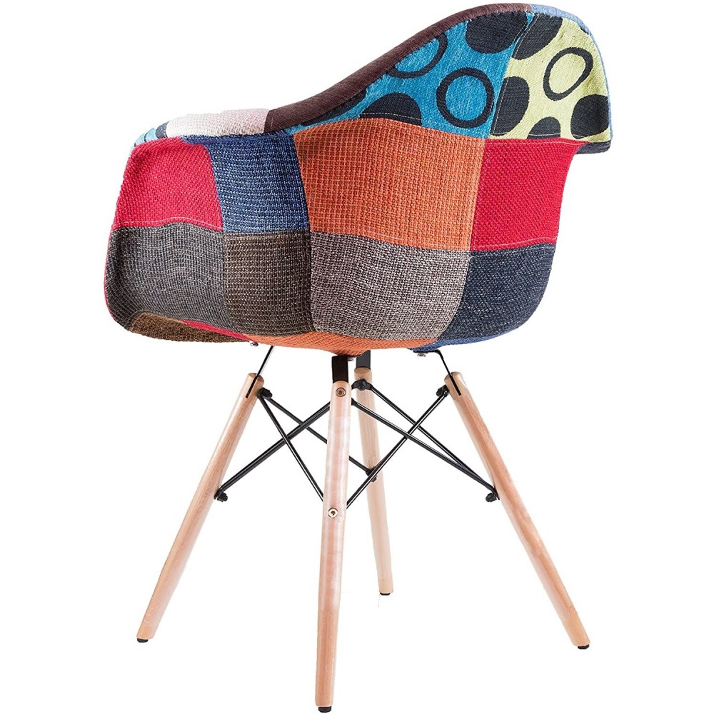 Fauteuil EIFFEL en tissu patchwork avec assise...