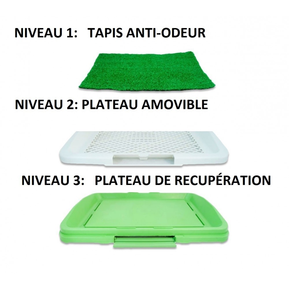 Litière 68 x 43 x 5 cm herbe synthétique pour animaux -toilettes - POT PATCH 3 couches