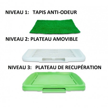 Litière 68 x 43 x 5 cm herbe synthétique pour animaux -toilettes - POT PATCH 3 couches