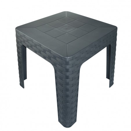Table basse de jardin MONACO effet rotin ANTHRACITE en résine polypropylène