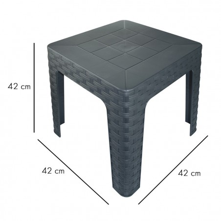 Table basse de jardin MONACO effet rotin ANTHRACITE en résine polypropylène