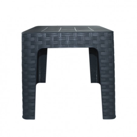 Table basse de jardin MONACO effet rotin ANTHRACITE en résine polypropylène