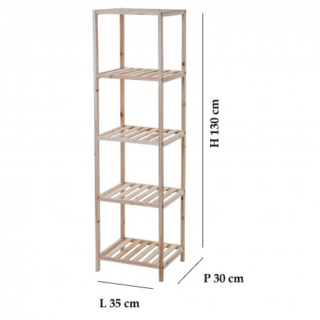 636406 5 étagères en bois de sapin meuble pour la maison 35x30xH130cm