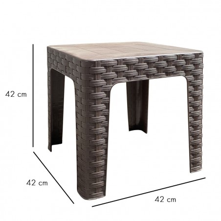 Table basse de jardin MONACO effet rotin marron en résine polypropylène