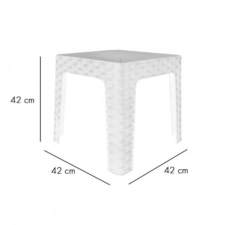 Table basse de jardin MONACO effet rotin blanche en résine polypropylène