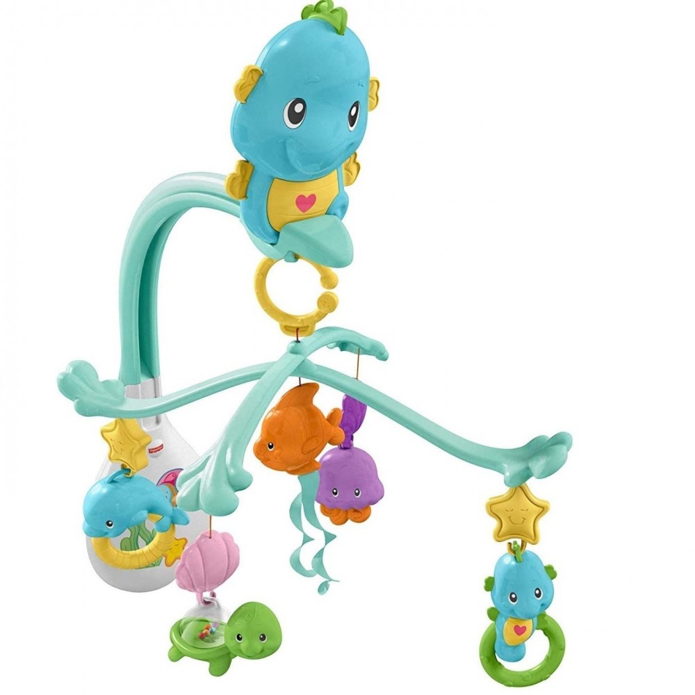 Fisher Price Fishes Mobile 3-en-1 pour lit de bébé et poussette, 0 mois