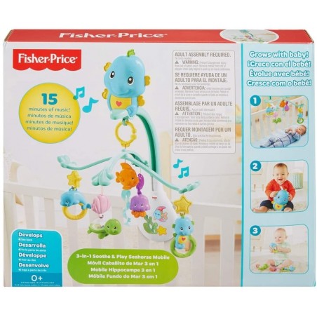 Fisher Price Fishes Mobile 3-en-1 pour lit de bébé et poussette, 0 mois