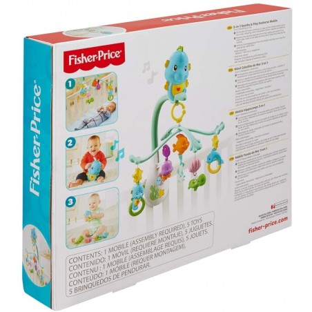 Fisher Price Fishes Mobile 3-en-1 pour lit de bébé et poussette, 0 mois