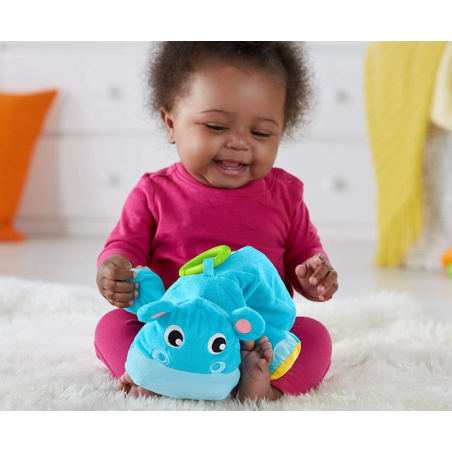 Hippopotame en peluche Fisher Price avec tissu doux et sons amusants
