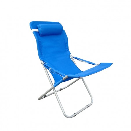 660187 Chaise longue de plage pliante et rembourrée en métal avec coussin