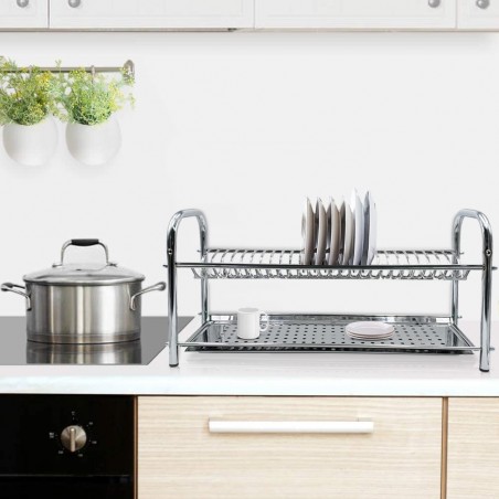 Égouttoir à vaisselle fixe en acier inoxydable 80cm avec égouttoir