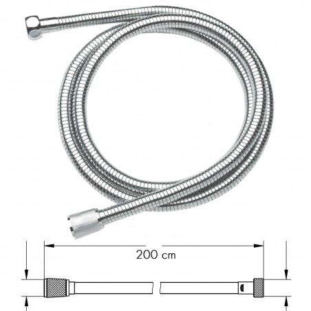 Tube flexible 2mt en Métal 329764 Rechange Universel pour Pomme de douche
