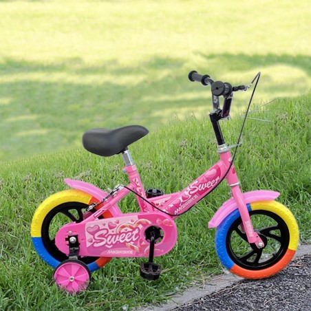 B057 Vélo magique pour enfants taille 12 avec des roues 3-4 ans couleur Rose