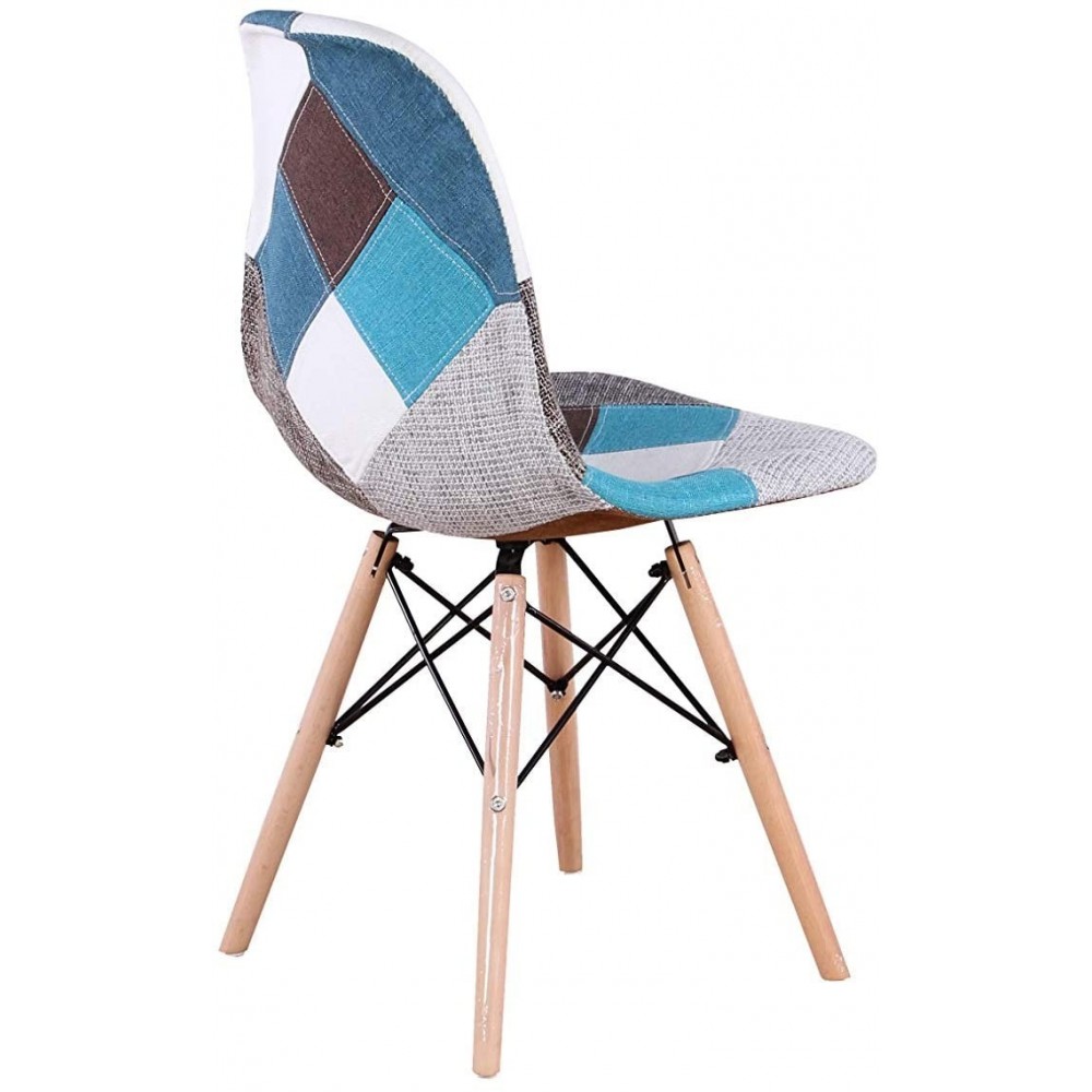 Chaise fantaisie BLEU patchwork  48x54x85 cm...