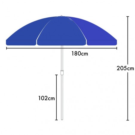 208008 Parasol avec poteau central en métal et en tissu polyester 180cm