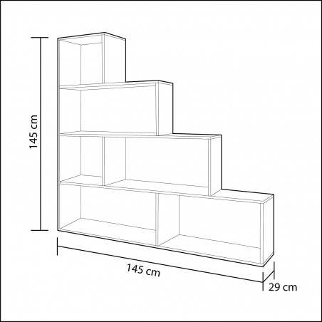 262086 Bibliothèque KLUM avec 9 étagères en mélaminé géométrique 145X29xH145cm