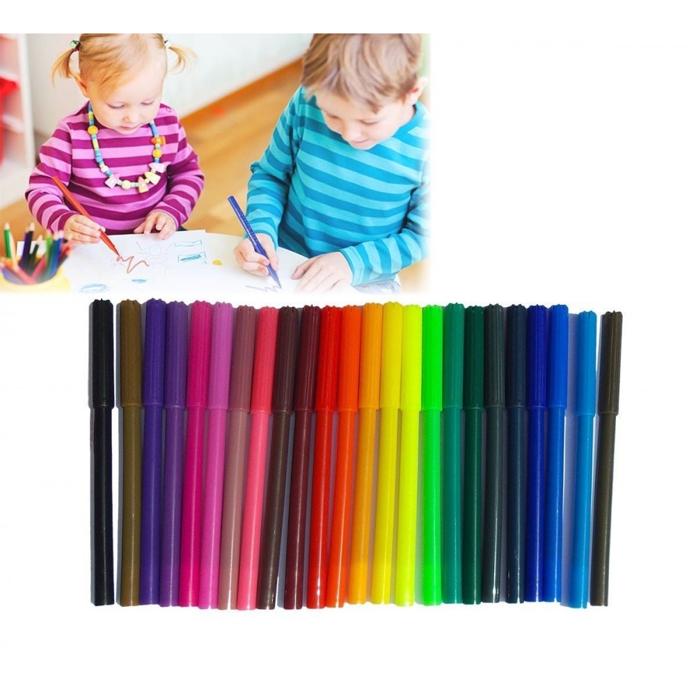 Kit 24 marqueurs de couleur 2 mm - feutres - TOP WRITE KIDS boîtier en plastique avec des compartiments
