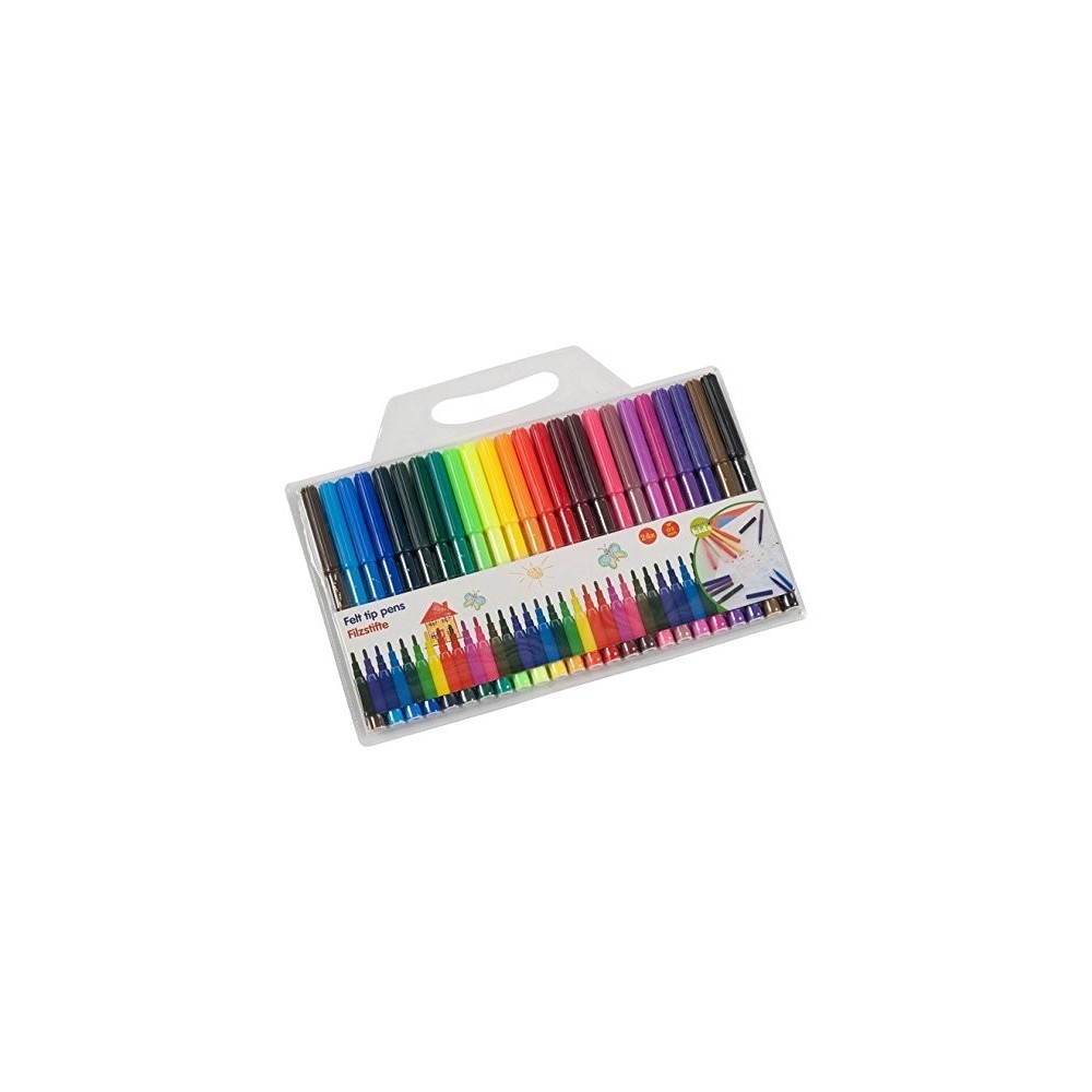 Kit 24 marqueurs de couleur 2 mm - feutres - TOP WRITE KIDS boîtier en plastique avec des compartiments