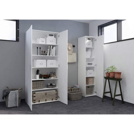 240824 Armoire multifonction avec 3 portes et 4 étagères en MDF 109x37x180cm
